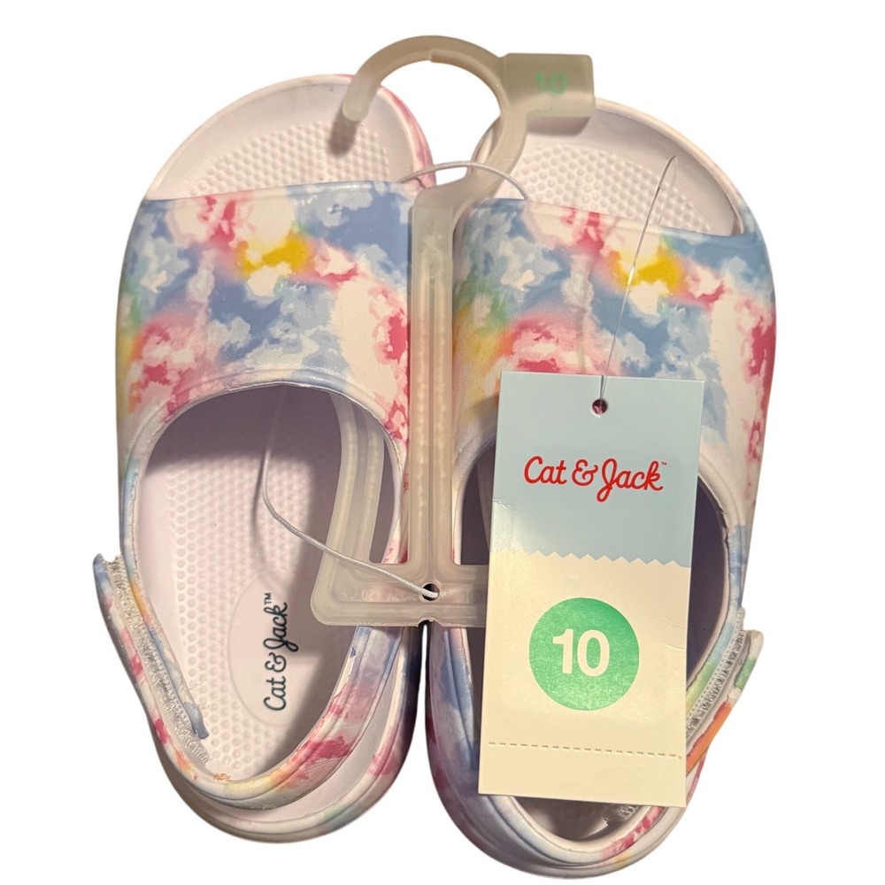 Cat & Jack pastel tie-dye slide sandals size 10